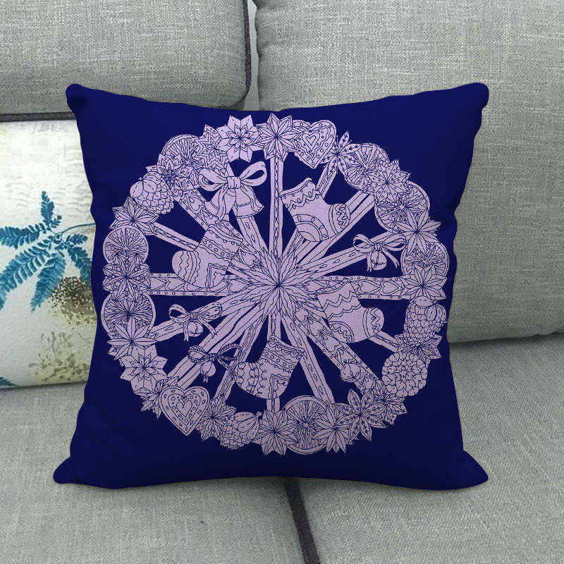 Festive 18-Inch Throw Pillow Cover with Hidden Zipper for Holiday Decor 63