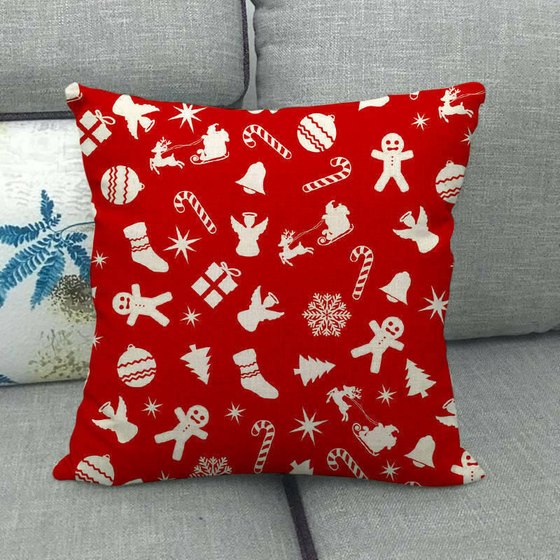 Festive 18-Inch Throw Pillow Cover with Hidden Zipper for Holiday Decor 64