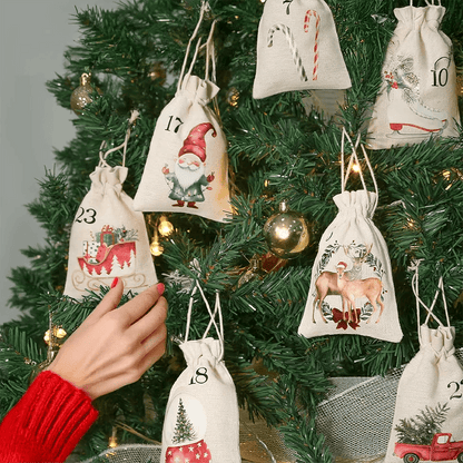 Festive 24PCS Burlap Drawstring Gift Bags for Gifts & Holiday Decor 2