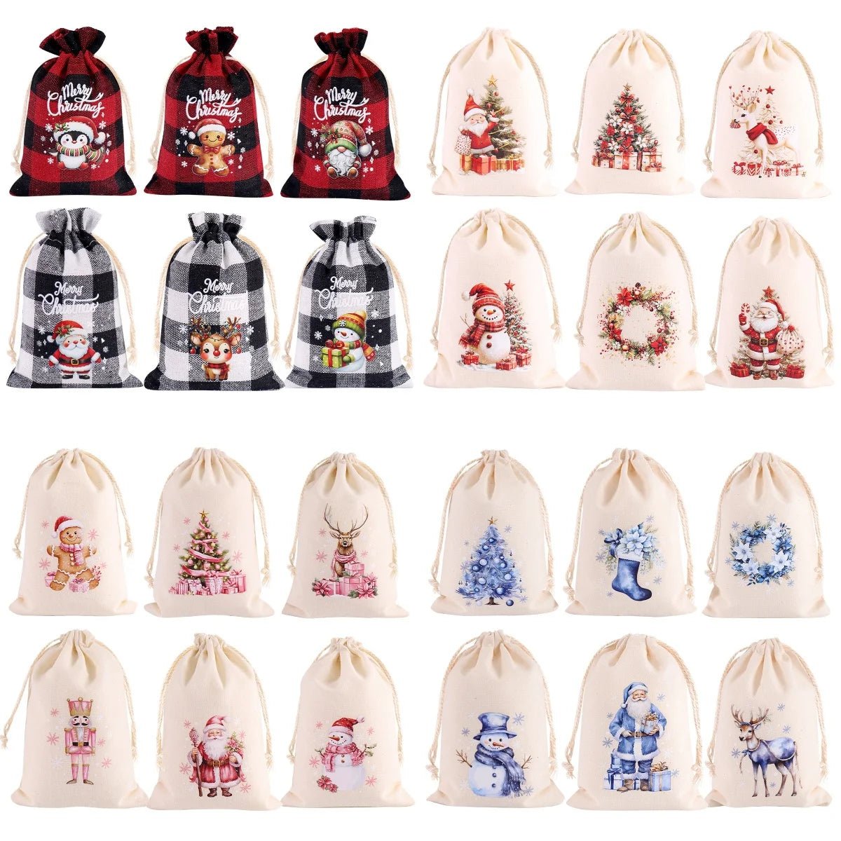 Festive 6-Pack Drawstring Pouch Bags for Candy, Jewelry & Gifts 0