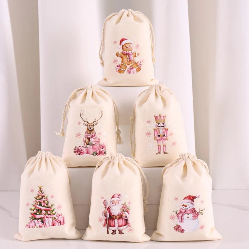 Festive 6-Pack Drawstring Pouch Bags for Candy, Jewelry & Gifts 3