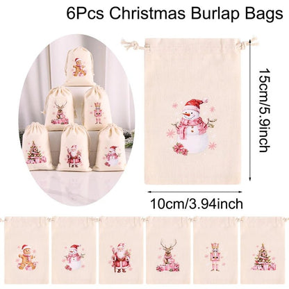 Festive 6-Pack Drawstring Pouch Bags for Candy, Jewelry & Gifts 6