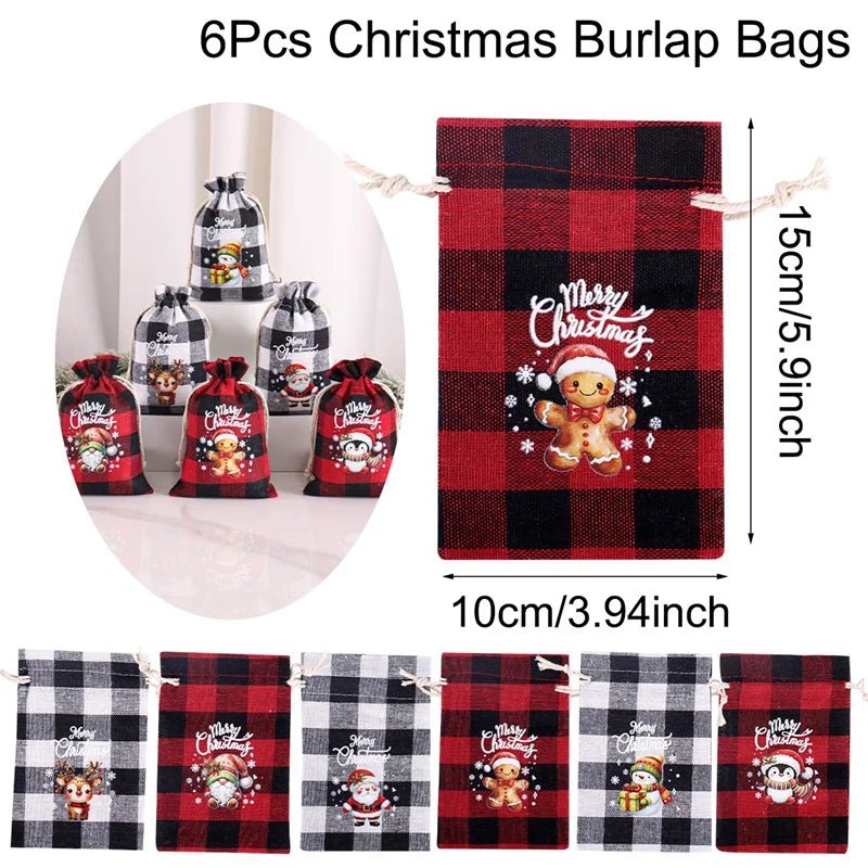 Festive 6-Pack Drawstring Pouch Bags for Candy, Jewelry & Gifts 8