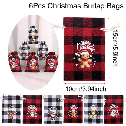 Festive 6-Pack Drawstring Pouch Bags for Candy, Jewelry & Gifts 8