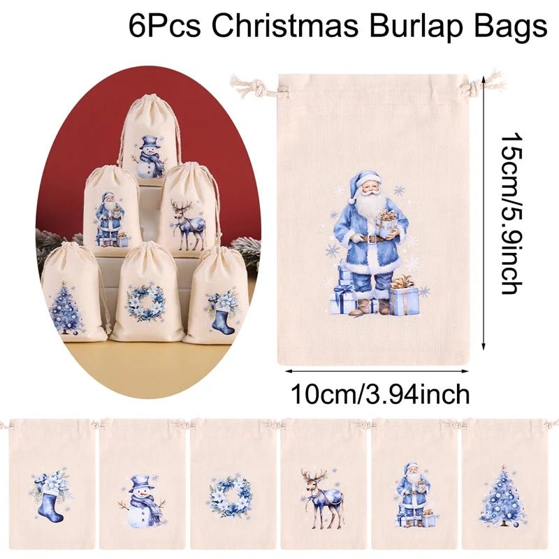 Festive 6-Pack Drawstring Pouch Bags for Candy, Jewelry & Gifts 9