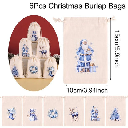 Festive 6-Pack Drawstring Pouch Bags for Candy, Jewelry & Gifts 9