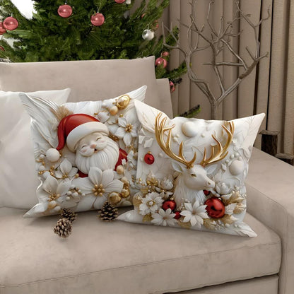 Festive Charm - Set of 4 Christmas Velvet Cushion Covers with Unique Designs 2