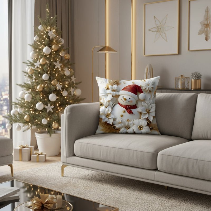 Festive Charm - Set of 4 Christmas Velvet Cushion Covers with Unique Designs 4