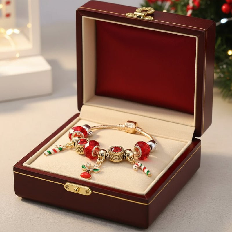 Festive Charm Bracelet - Christmas Candy Cane Design for Holiday Cheer 0