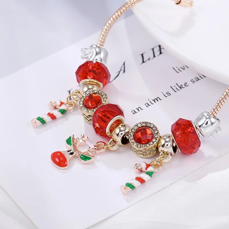 Festive Charm Bracelet - Christmas Candy Cane Design for Holiday Cheer 2