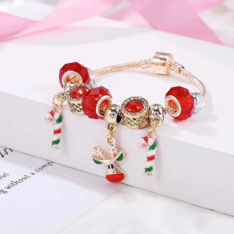 Festive Charm Bracelet - Christmas Candy Cane Design for Holiday Cheer 3