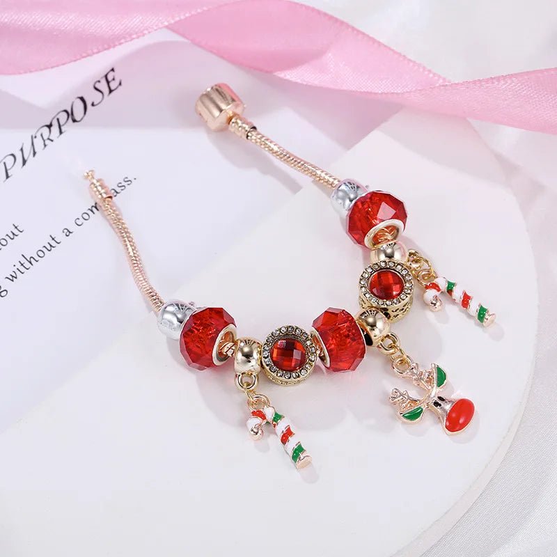 Festive Charm Bracelet - Christmas Candy Cane Design for Holiday Cheer 4