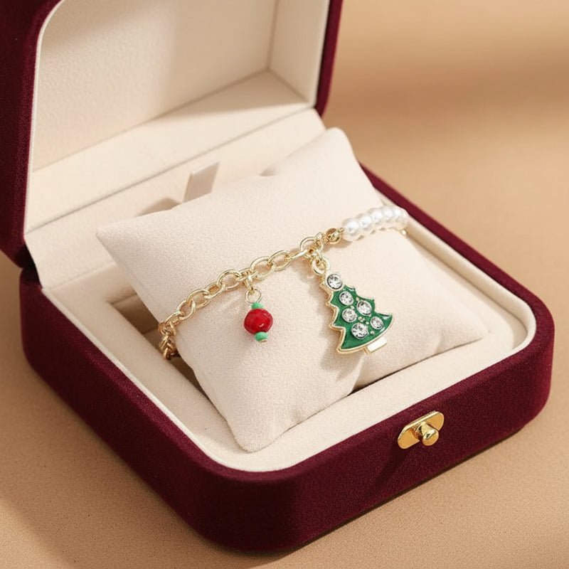 Festive Charm Bracelet with Pearl Beads for Holiday Celebrations 0