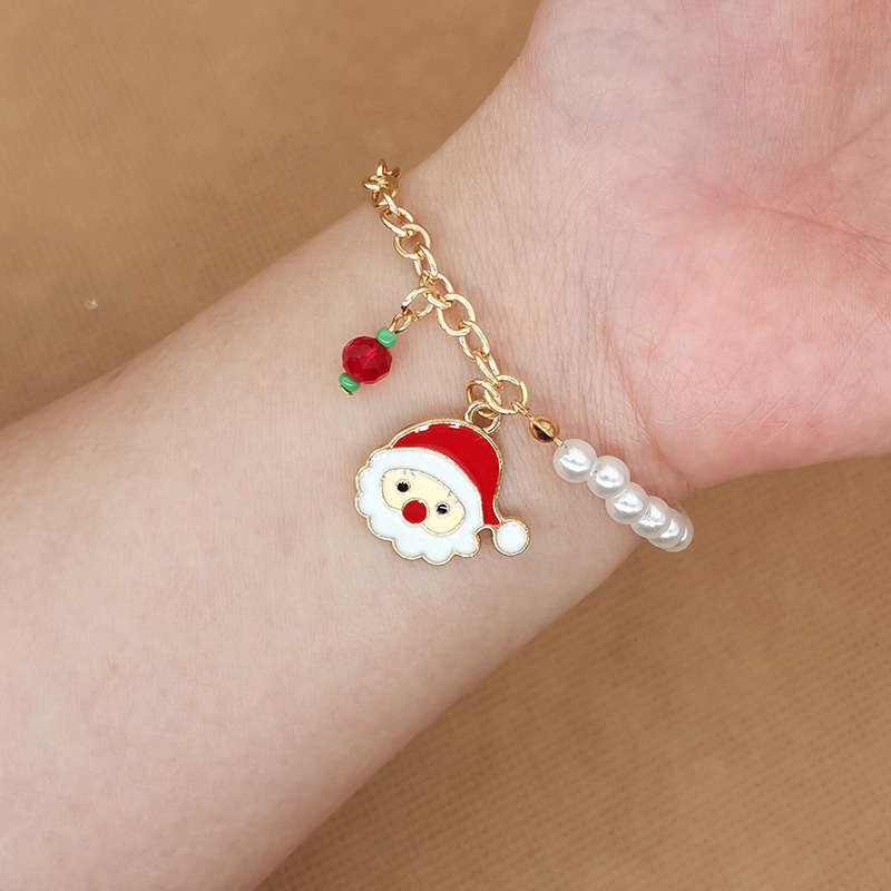 Festive Charm Bracelet with Pearl Beads for Holiday Celebrations 1