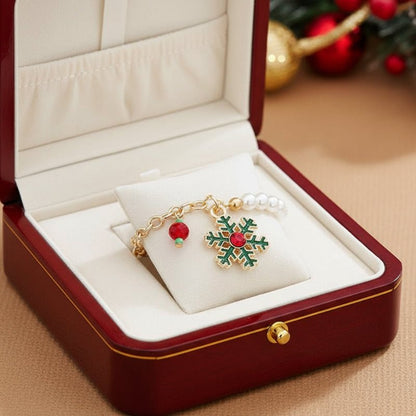 Festive Charm Bracelet with Pearl Beads for Holiday Celebrations 3