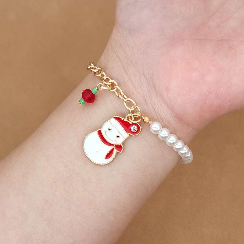 Festive Charm Bracelet with Pearl Beads for Holiday Celebrations 6
