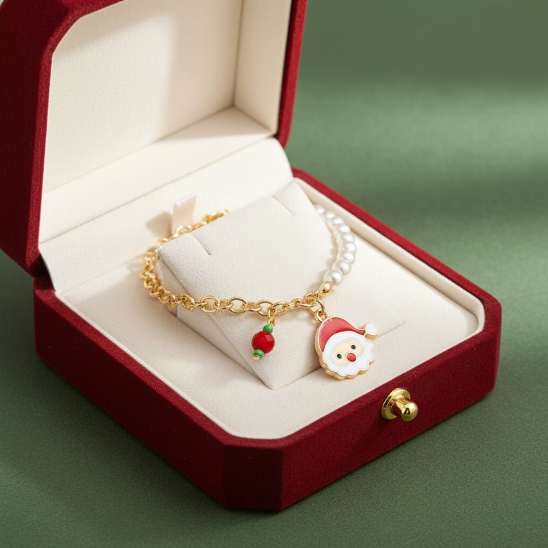 Festive Charm Bracelet with Pearl Beads for Holiday Celebrations 8