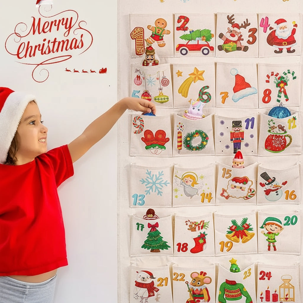 Festive Fabric DIY Advent Calendar - 24 Pocket Christmas Countdown Decor 2