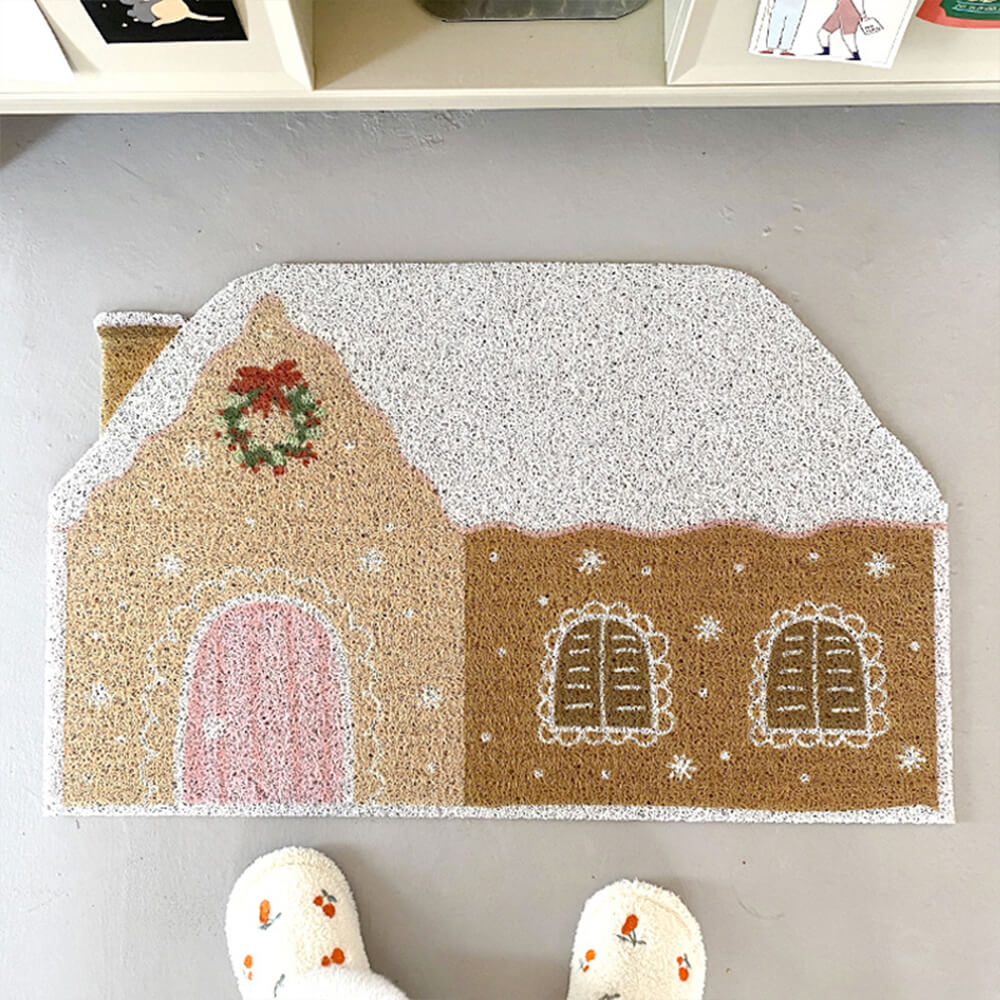 Festive Gingerbread House Non-Slip Home Rug - Durable & Multi-Functional Holiday Decor 0