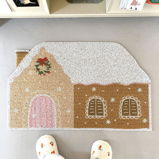 Festive Gingerbread House Non-Slip Home Rug - Durable & Multi-Functional Holiday Decor 0