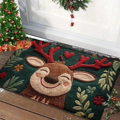 Festive Holiday Door Mat - Durable Santa Claus & Gingerbread Design for Indoor/Outdoor Use 0