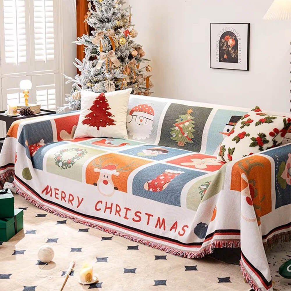 Festive Home - Christmas-Themed Sofa Cover, Soft Jacquard Knit, Easy Care 0