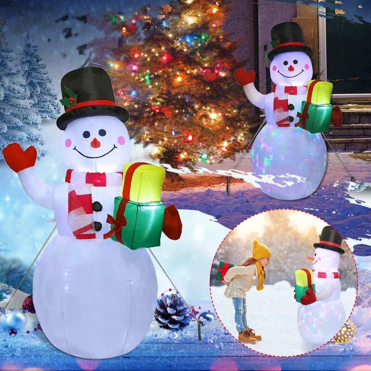 Festive LED Christmas Ornament - Snowman & Christmas Tree Decorations 6