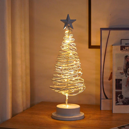 Festive LED Christmas Tree - Spiral Design & Star Top, 33cm Christmas Decor 3