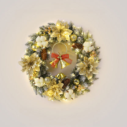 Festive LED Christmas Wreath with Bells, Red Bows & Ornaments - Warm Glow Decor 8