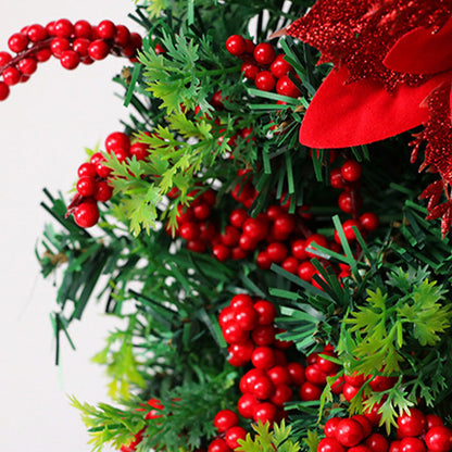 Festive LED Lantern Christmas Wreath with Red Bow & Ornaments - Warm Glow Decor 4