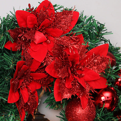 Festive LED Lantern Christmas Wreath with Red Bow & Ornaments - Warm Glow Decor 5