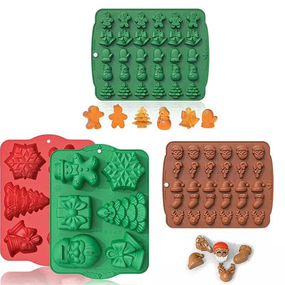 Festive Silicone Baking Molds Set - 3D Christmas Candy & Chocolate Molds, Food-Grade, 30 Cavities, Easy Clean 1