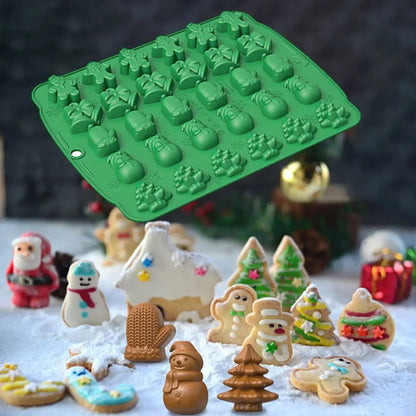 Festive Silicone Baking Molds Set - 3D Christmas Candy & Chocolate Molds, Food-Grade, 30 Cavities, Easy Clean 3