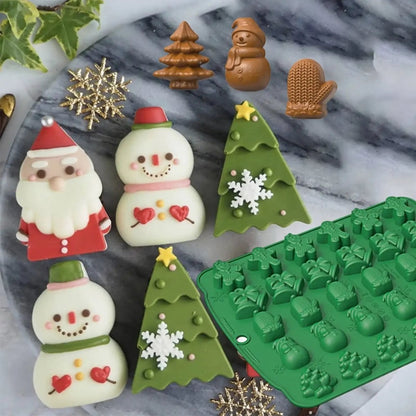 Festive Silicone Baking Molds Set - 3D Christmas Candy & Chocolate Molds, Food-Grade, 30 Cavities, Easy Clean 4