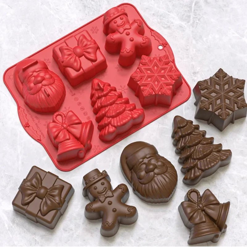 Festive Silicone Baking Molds Set - 3D Christmas Candy & Chocolate Molds, Food-Grade, 30 Cavities, Easy Clean 6