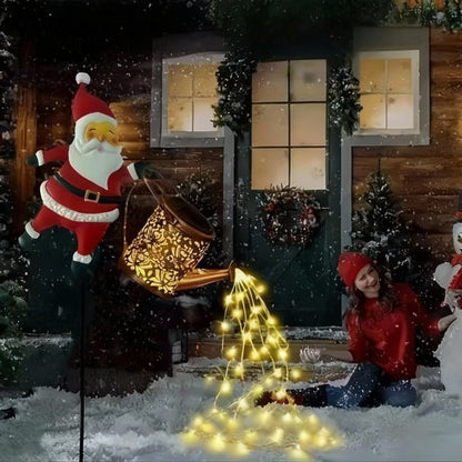 Festive Solar Santa Watering Can Lantern - Enchanting Garden Light for Outdoor Use 4