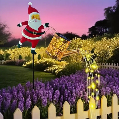 Festive Solar Santa Watering Can Lantern - Enchanting Garden Light for Outdoor Use 7