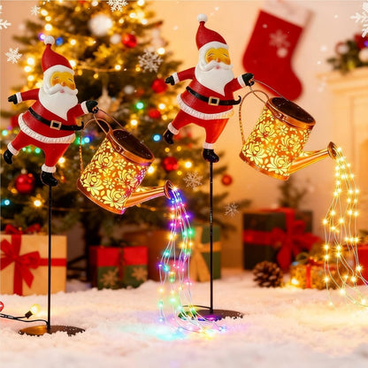 Festive Solar Santa Watering Can Lantern - Enchanting Garden Light for Outdoor Use 9