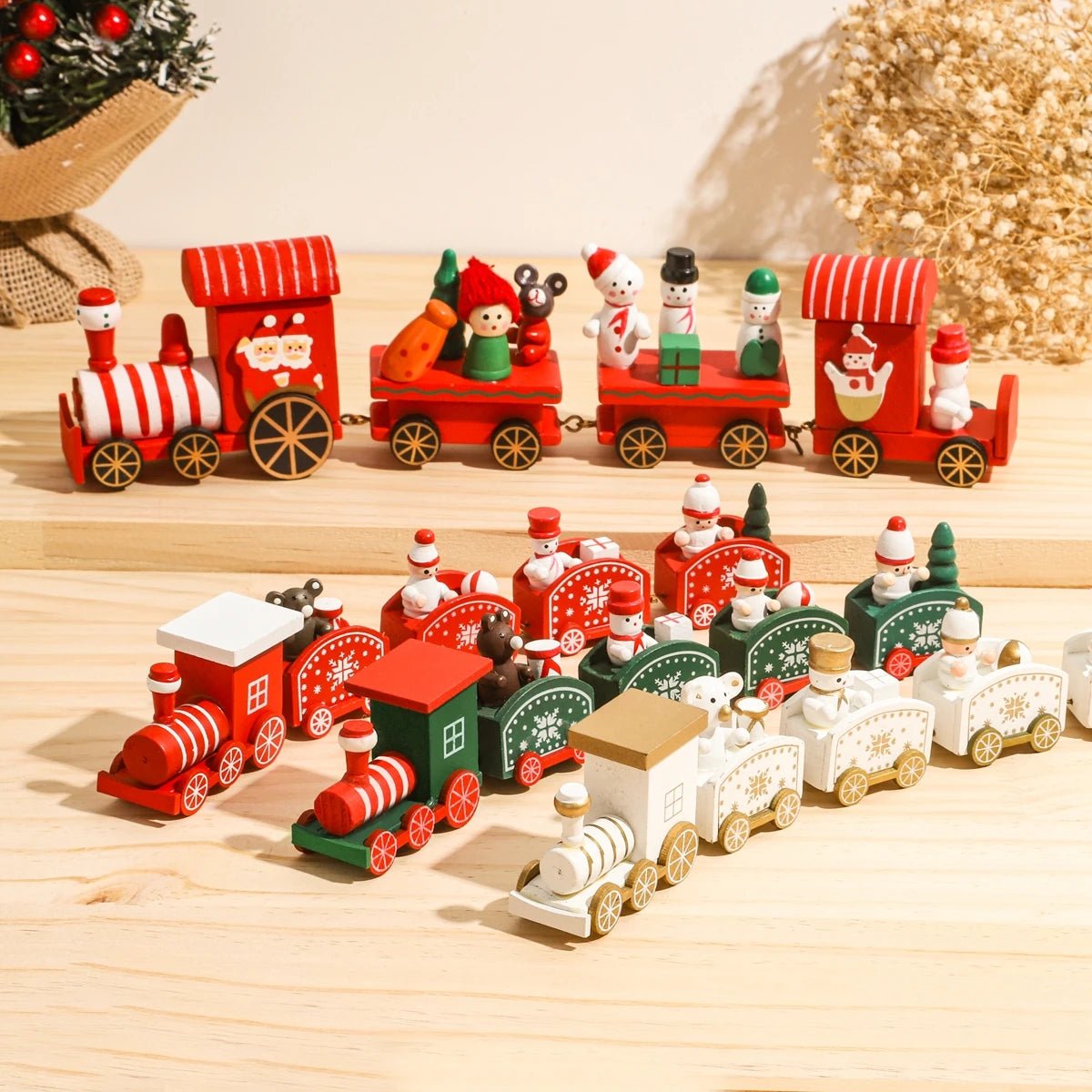 Festive Train Christmas Decoration - Wooden & Plastic Christmas Ornaments for Tree 0