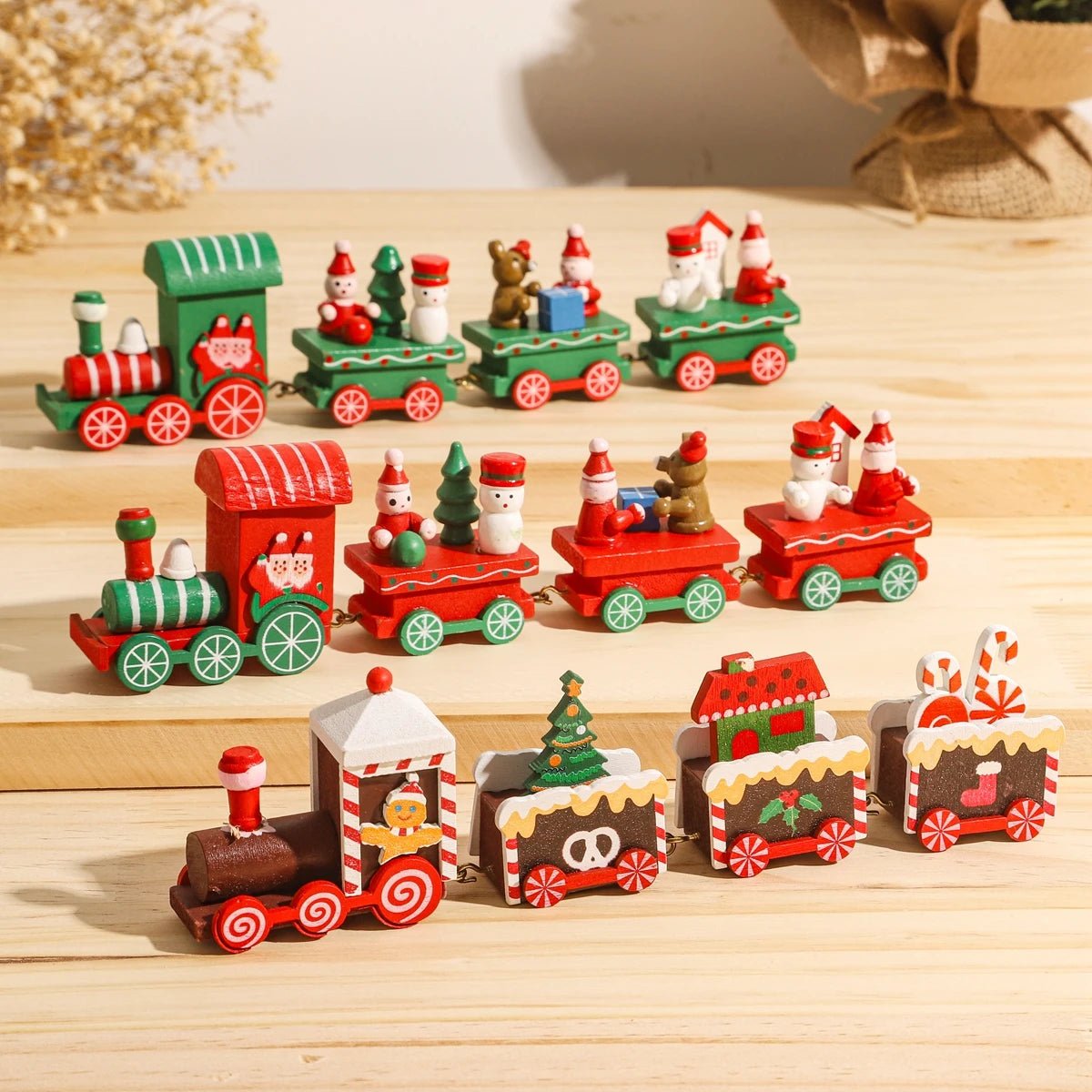 Festive Train Christmas Decoration - Wooden & Plastic Christmas Ornaments for Tree 1