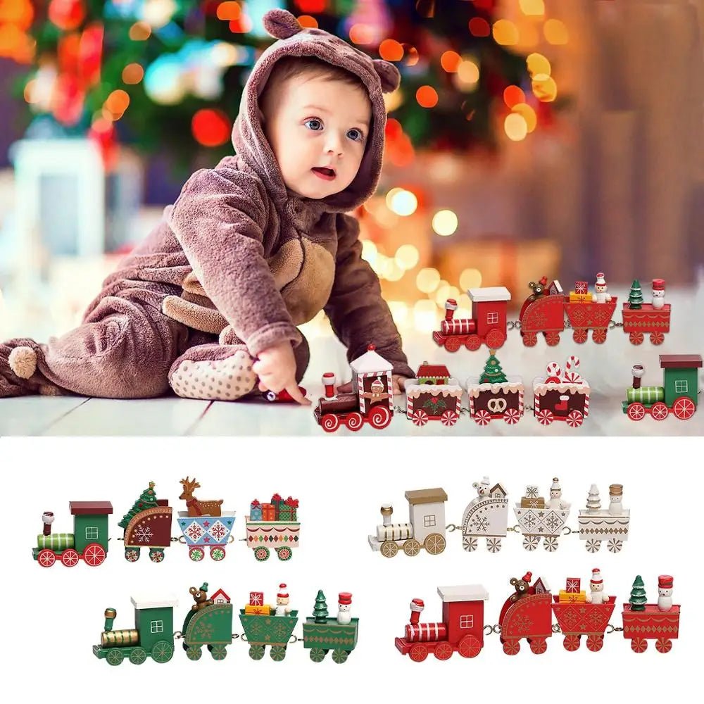 Festive Train Christmas Decoration - Wooden & Plastic Christmas Ornaments for Tree 3