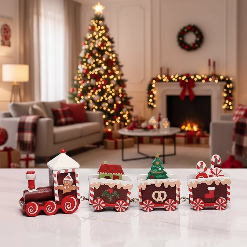 Festive Train Christmas Decoration - Wooden & Plastic Christmas Ornaments for Tree 4