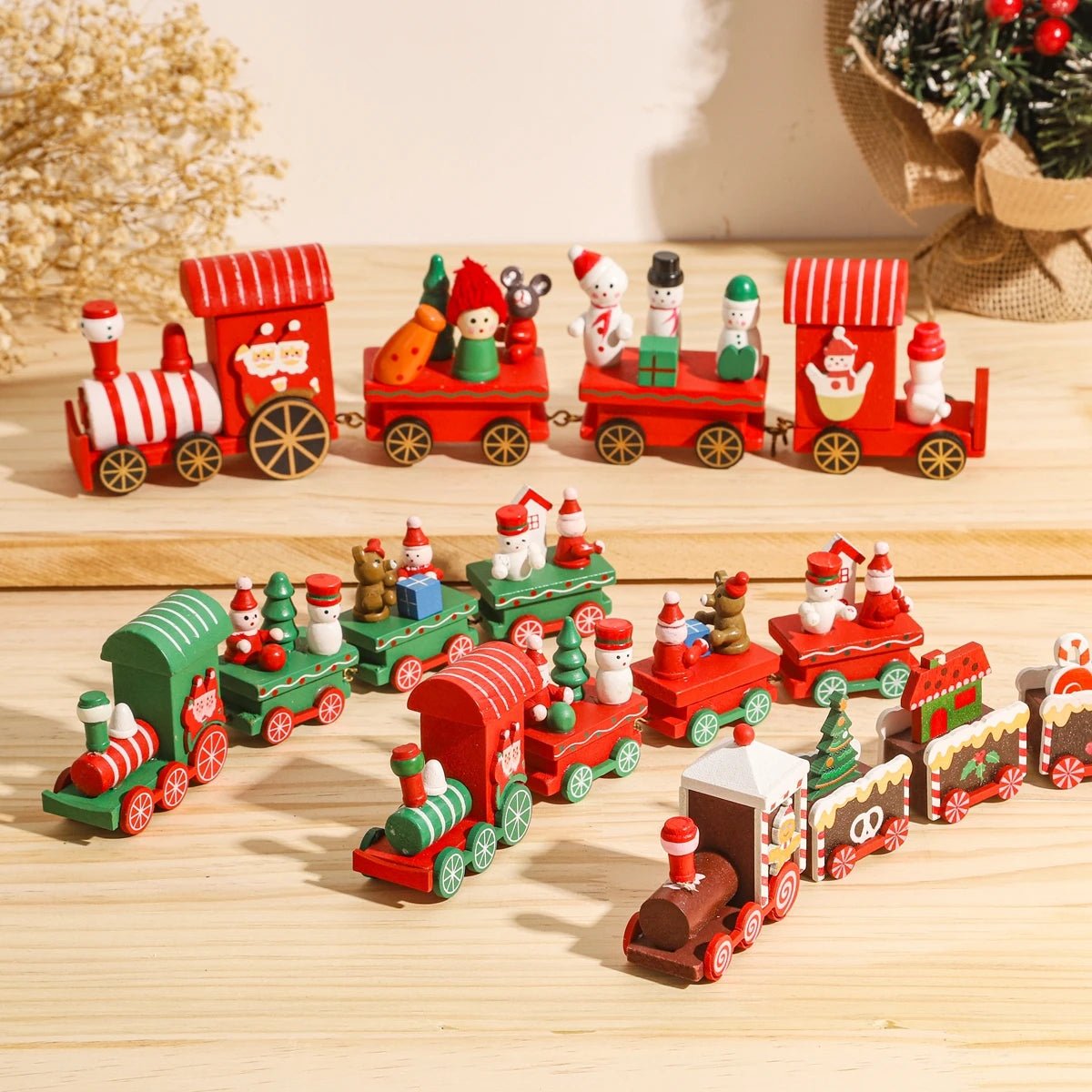 Festive Train Christmas Decoration - Wooden & Plastic Christmas Ornaments for Tree 5