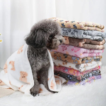 Flannel Pet Blanket with Paw Print Design - Soft, Cozy, Machine Washable for Dogs & Cats 0