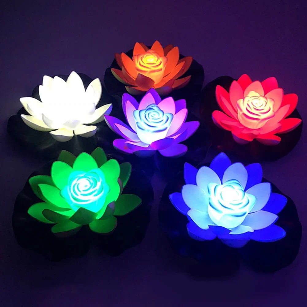Floating LED Lotus Pond Light - Wireless Waterproof Garden Decor with Soft Glow 2