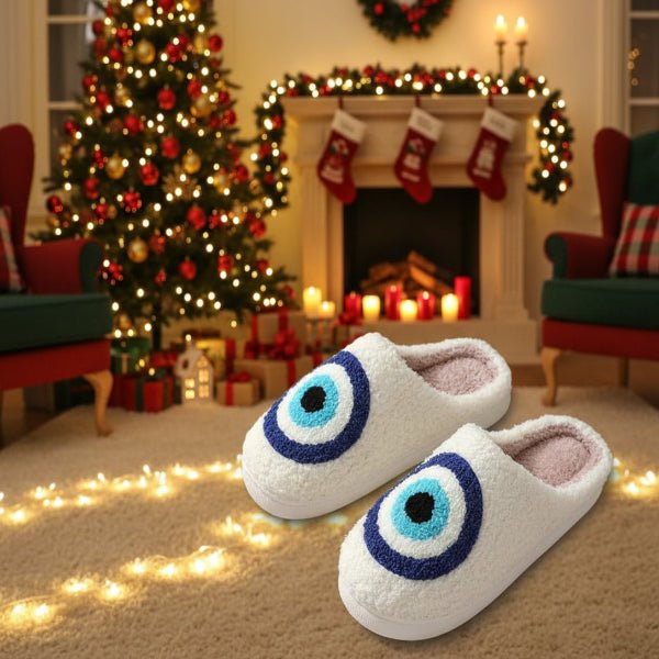 FESTISTEPS – Cartoon Christmas Deer Print Warm Non-Slip Slippers for Winter