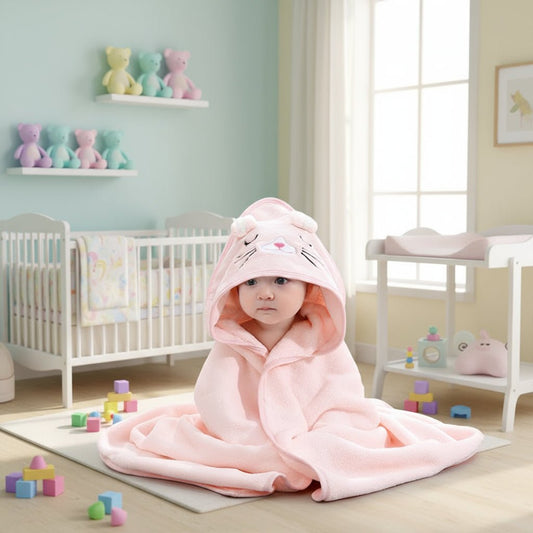 Fluffy Dream Bath Towel for Babies - Soft Velor Cotton, 80 x 80 cm, Absorbent 0