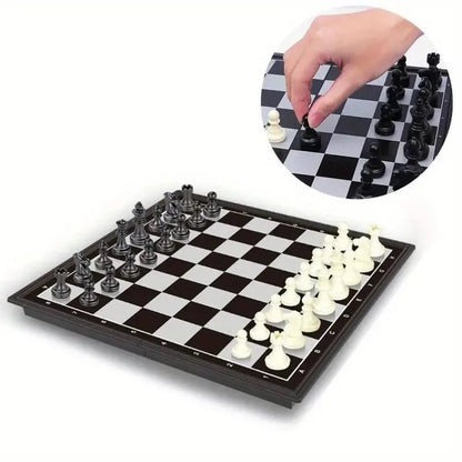 Foldable Magnetic Chess Set with Chess Board - Portable Family Game 0