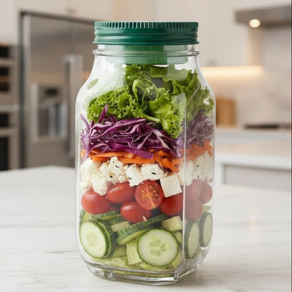 FreshKeeper - Layered Salad Shaker Jar with Built-In Sauce Cup for Freshness 0