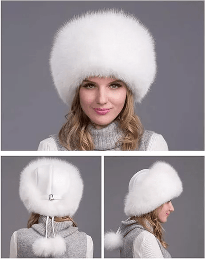 Frostique – Luxurious Winter Hat Made of 100% Natural Fox Fur with Ear Flaps